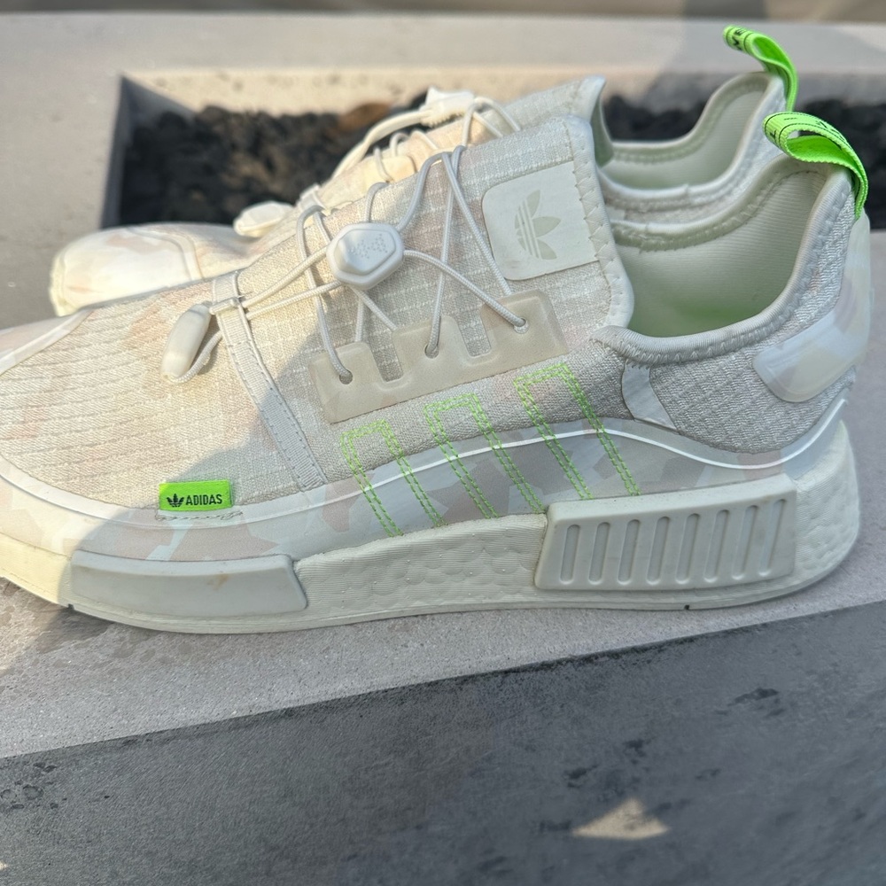 Adidas NMD R1 in Cream with Neon Highlights